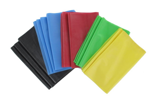 FASCE ELASTICHE PER RIABILITAZIONE - Set di 5 fasce (1x5 livelli) 1,5 m x 14 cm